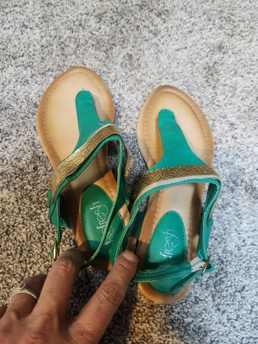 Refresh Green Sandal with Gold Accent
